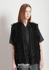 Black Ruffles Sleeveless Shirt