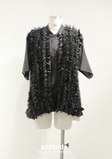 Black Ruffles Sleeveless Shirt