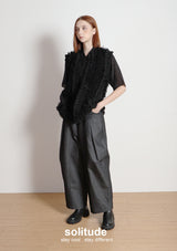 Black Ruffles Sleeveless Shirt