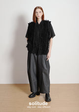 Black Ruffles Sleeveless Shirt