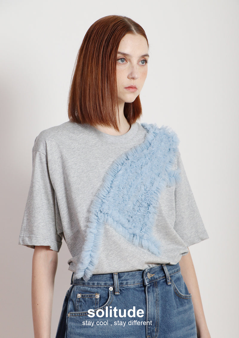 Light Grey Ruffles Trimes Tee