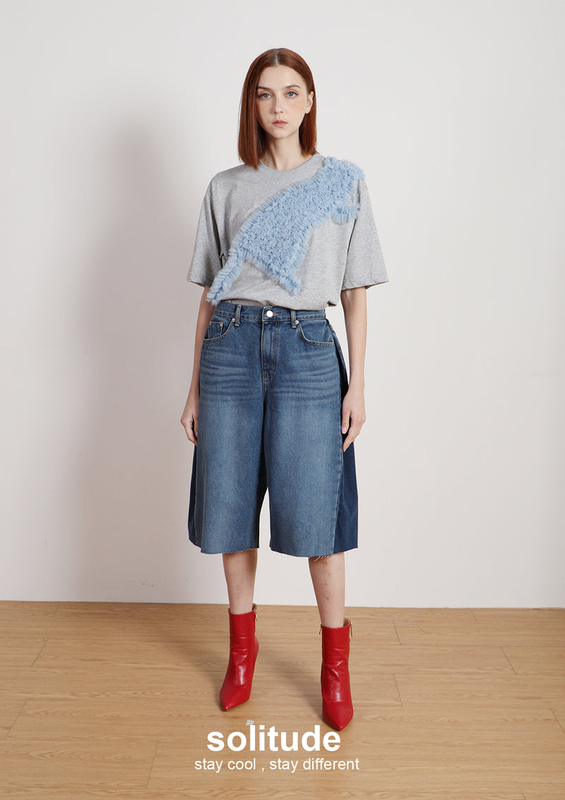 Light Grey Ruffles Trimes Tee