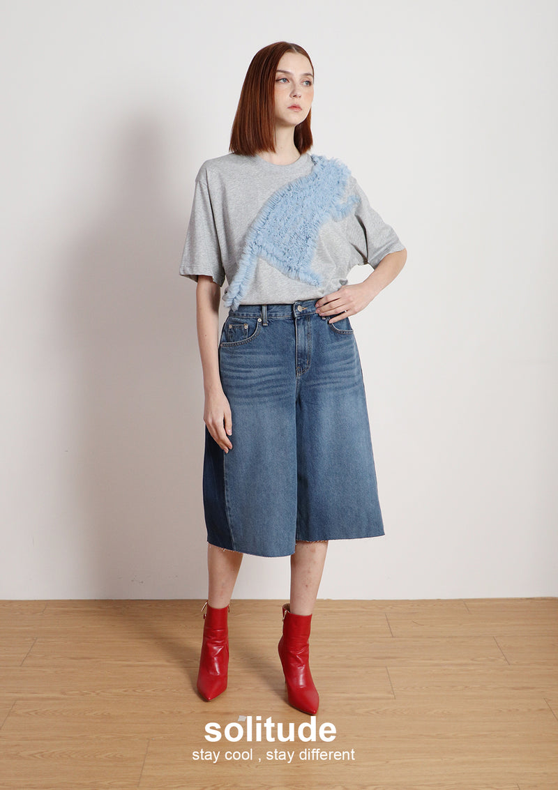 Light Grey Ruffles Trimes Tee