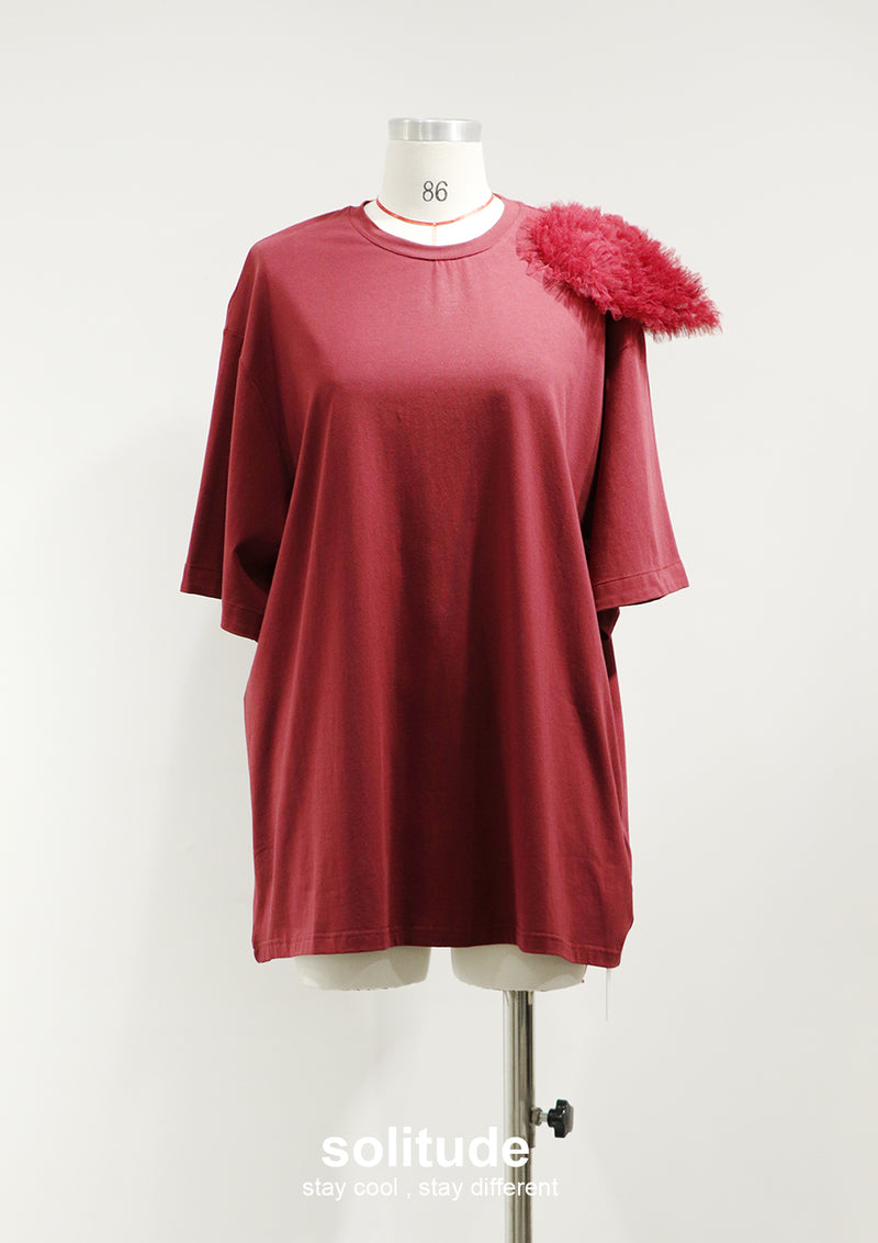 Claret Shoulder Trimes Tee