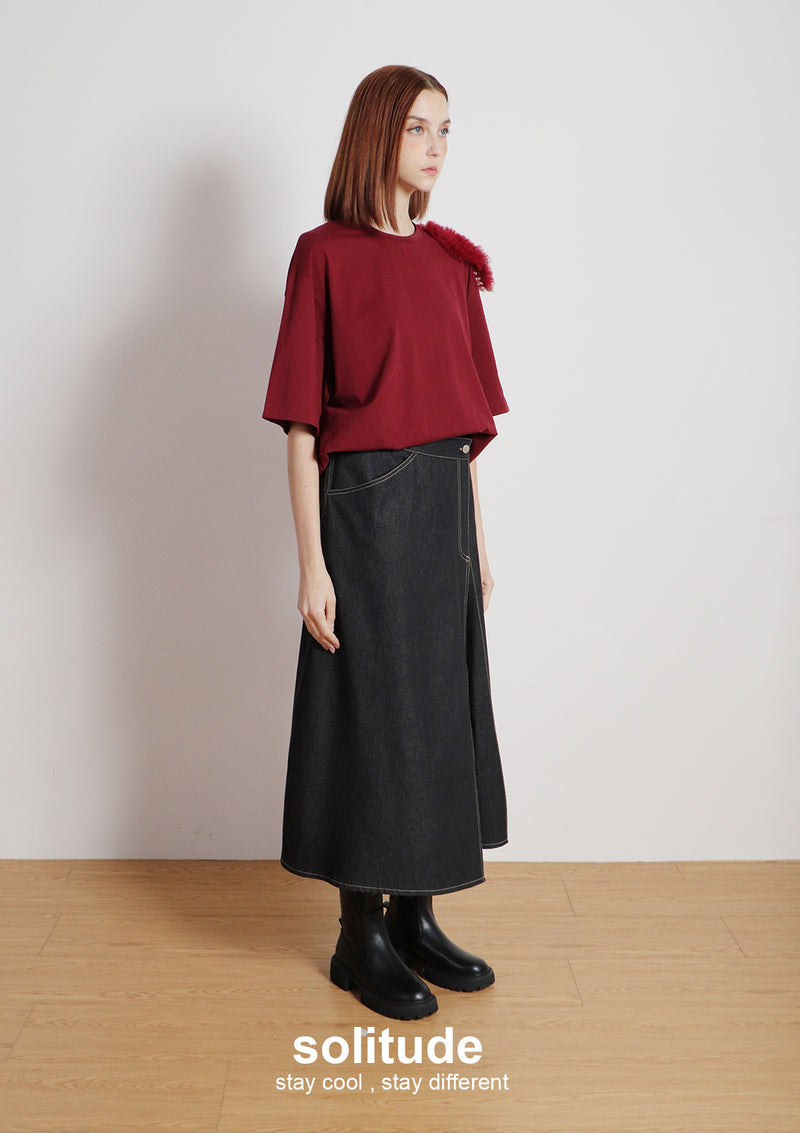 Claret Shoulder Trimes Tee