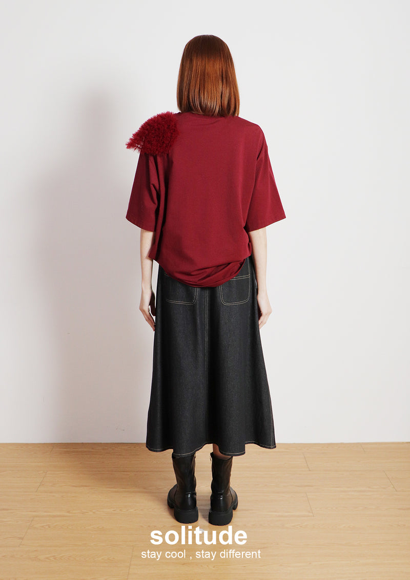 Claret Shoulder Trimes Tee