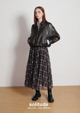 Brown Faux Leather Zip Up Jacket