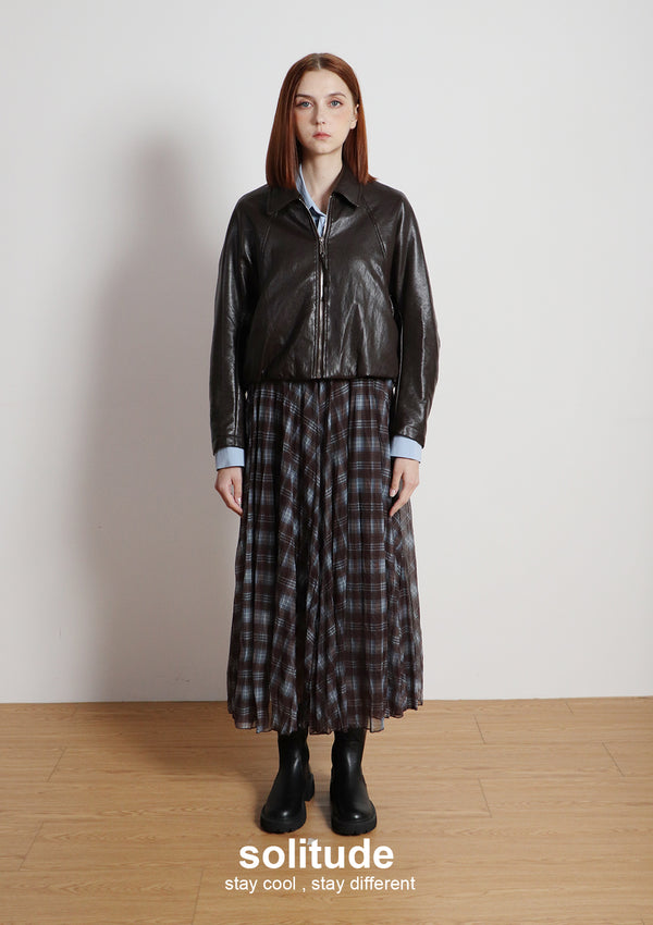 Brown Faux Leather Zip Up Jacket