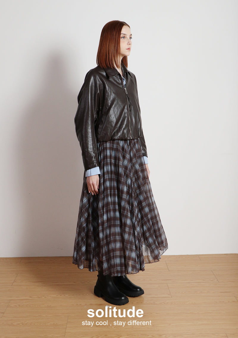 Brown Faux Leather Zip Up Jacket