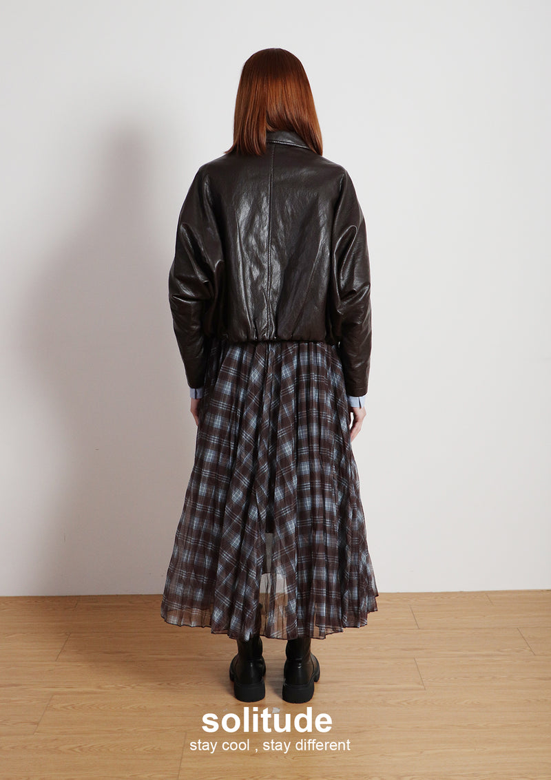 Brown Faux Leather Zip Up Jacket