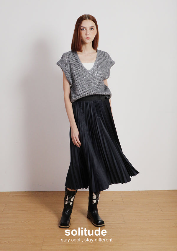 Grey Bling Bling Knitted Vest