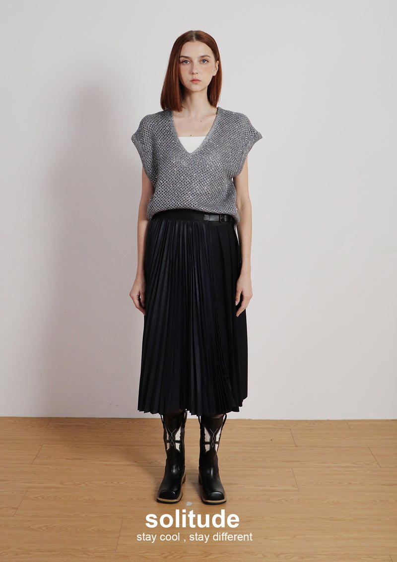 Grey Bling Bling Knitted Vest