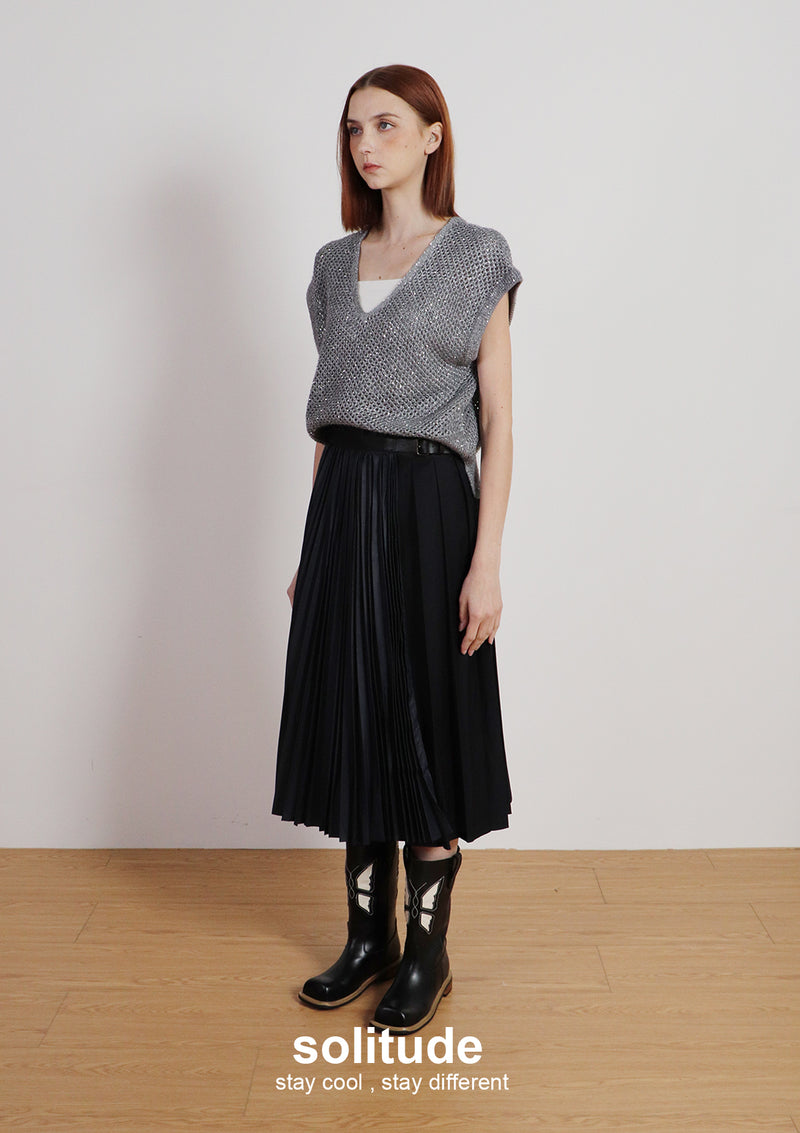 Grey Bling Bling Knitted Vest