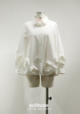 Whtie Flowers Sleeves Shirt