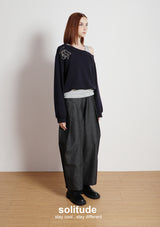 Dark Denim Woven Wide Leg Pants