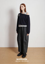 Dark Denim Woven Wide Leg Pants