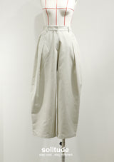 Beige Woven Wide Leg Pants