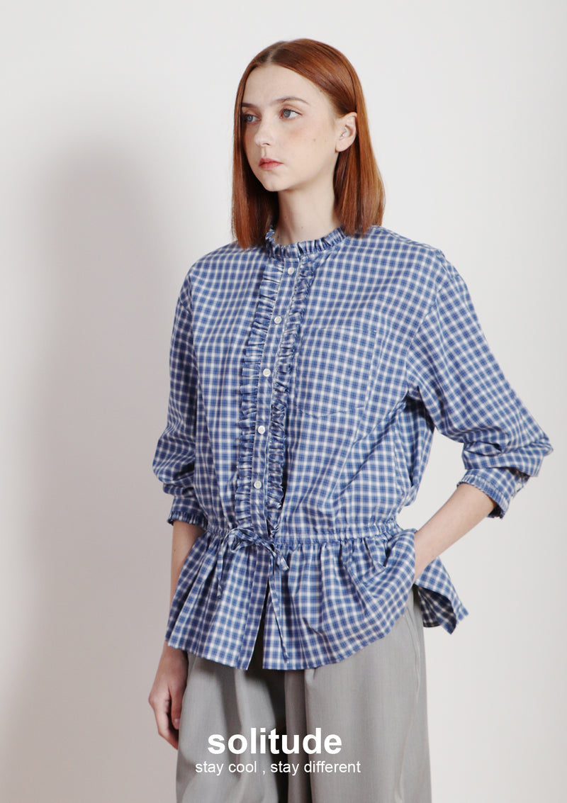 Navy Small Checkered Pattern Shirt