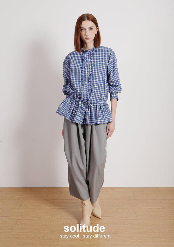 Navy Small Checkered Pattern Shirt