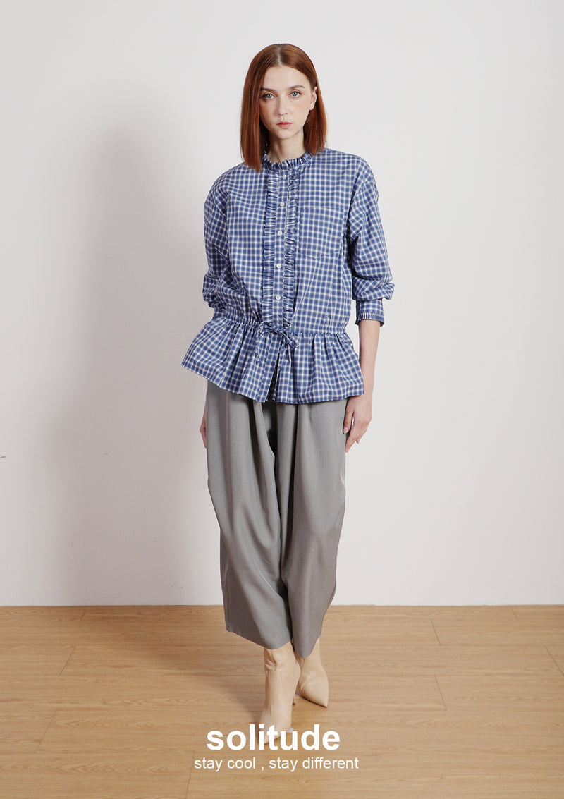 Navy Small Checkered Pattern Shirt