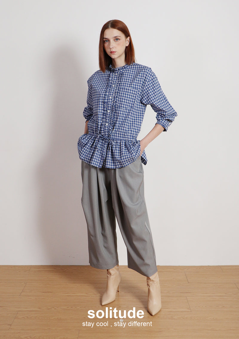 Navy Small Checkered Pattern Shirt