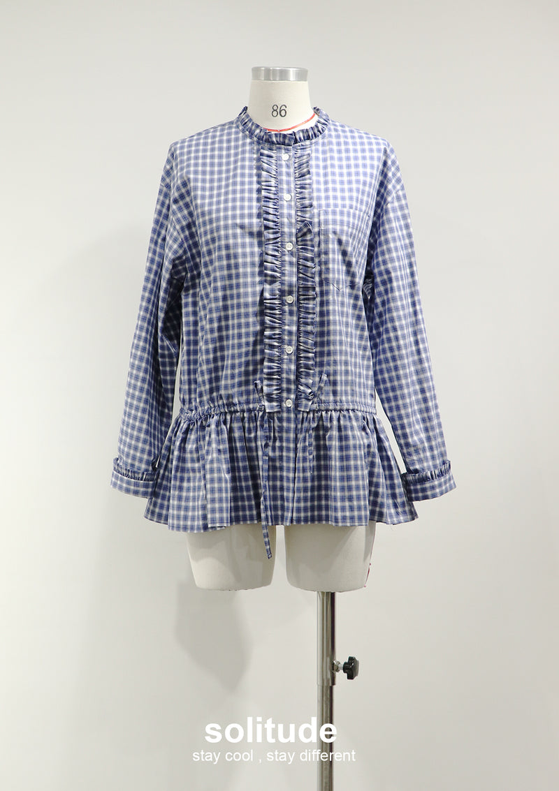 Navy Small Checkered Pattern Shirt