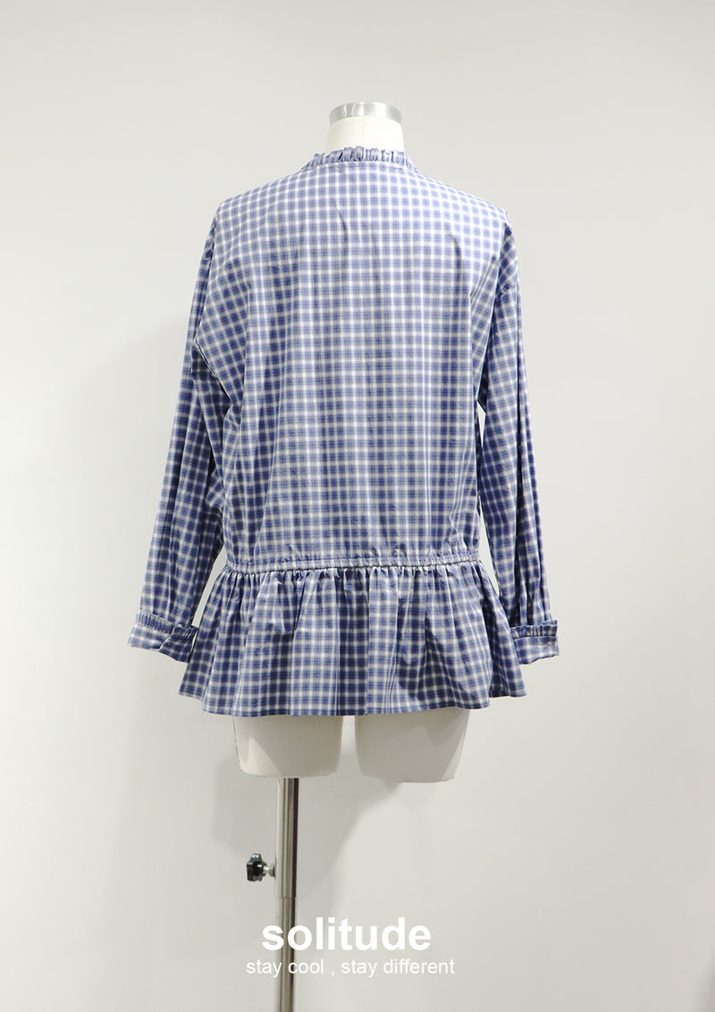 Navy Small Checkered Pattern Shirt