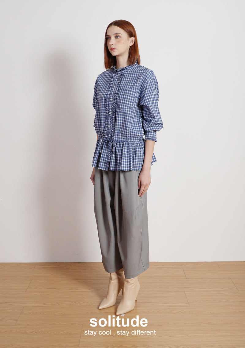 Navy Small Checkered Pattern Shirt