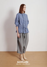 Navy Small Checkered Pattern Shirt