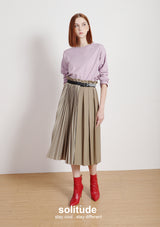 Khaki Multi Pleated Skirt