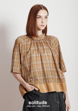 Brownish Yellow Plaid Top