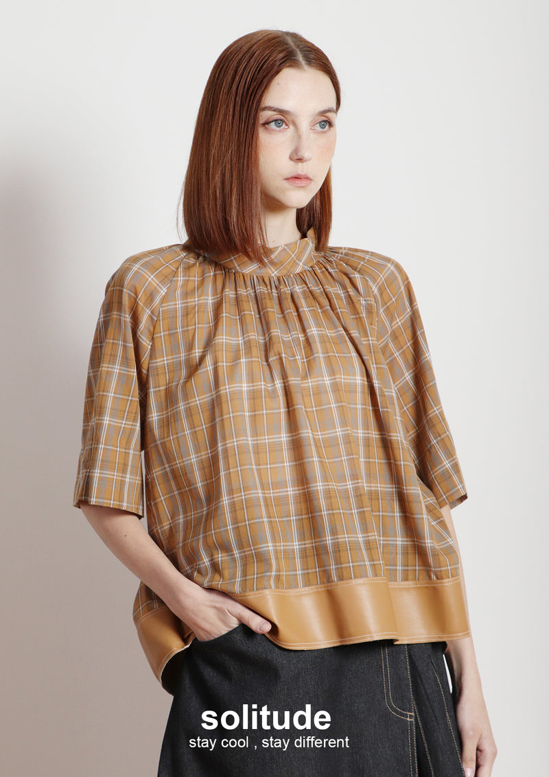Brownish Yellow Plaid Top