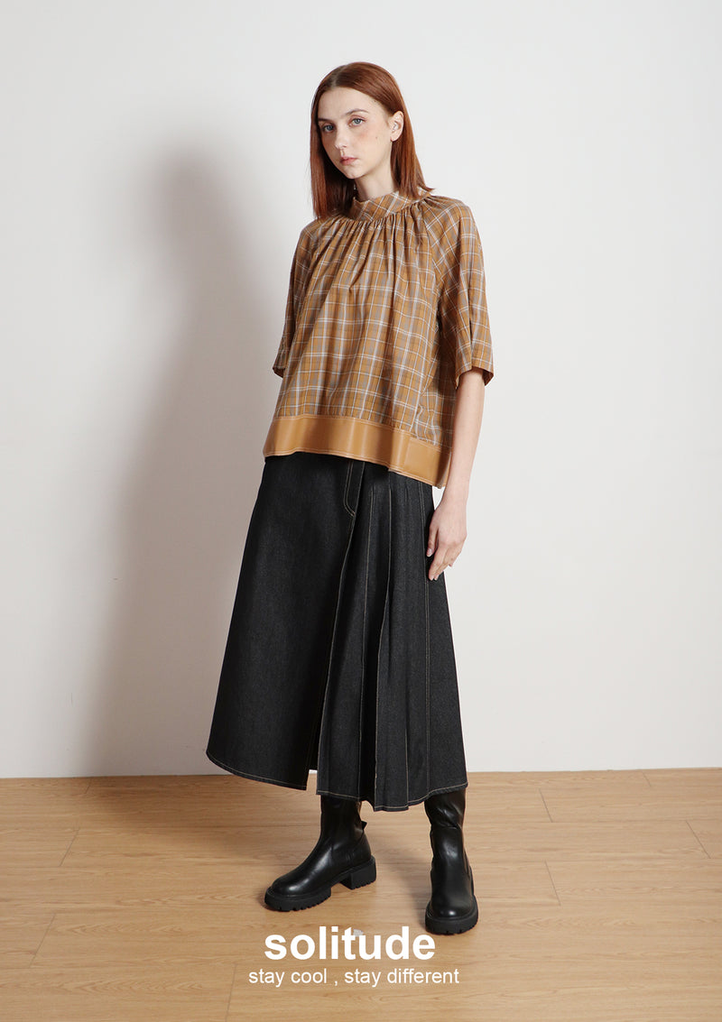 Brownish Yellow Plaid Top