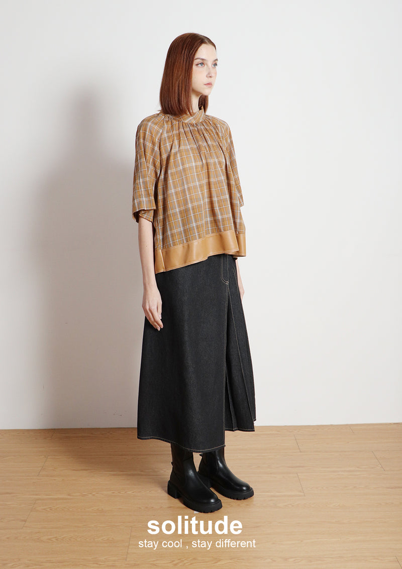Brownish Yellow Plaid Top