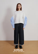 White Stitching Wide Leg Jeans