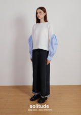 White Stitching Wide Leg Jeans