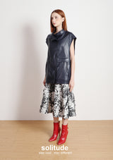 Navy Faux Leather Sleeveless Jacket