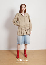 Khaki Boxy Woven Coat