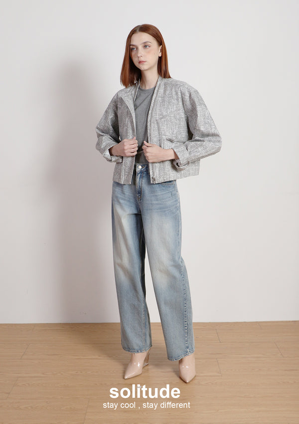 Printed Pattern Zip Up Jacket