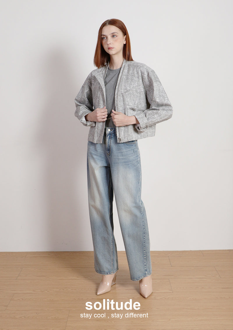 Printed Pattern Zip Up Jacket