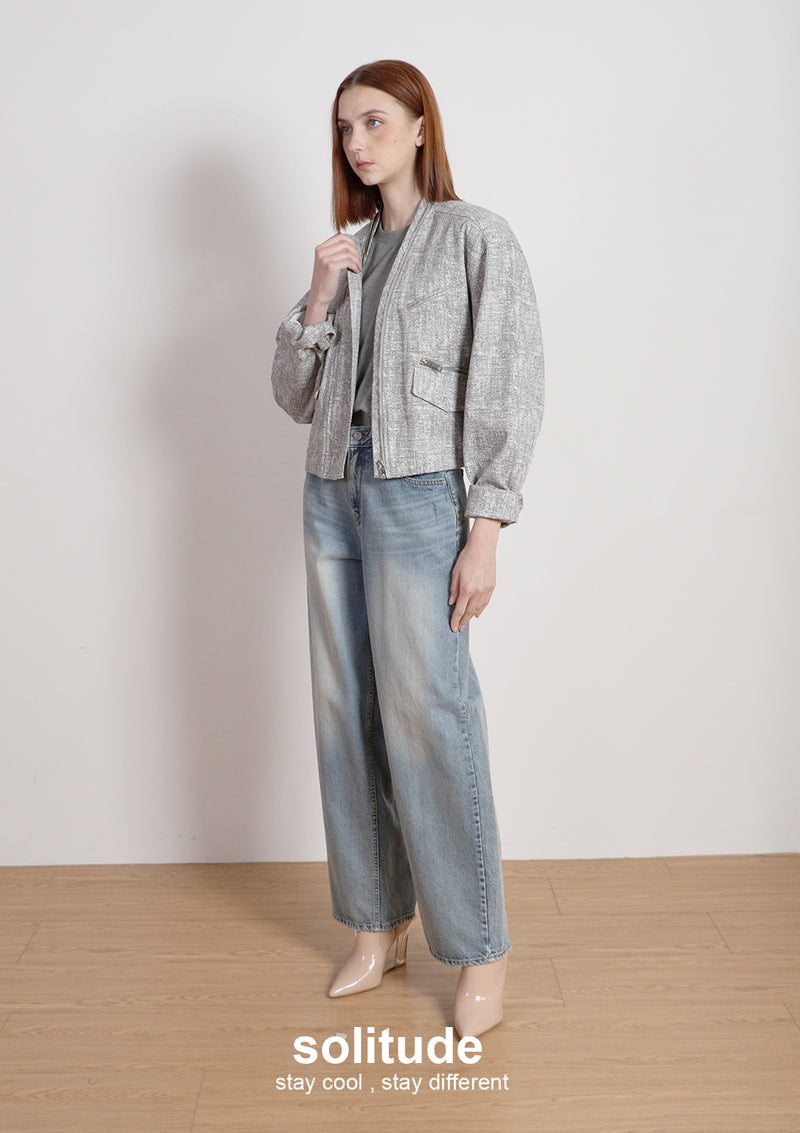 Printed Pattern Zip Up Jacket