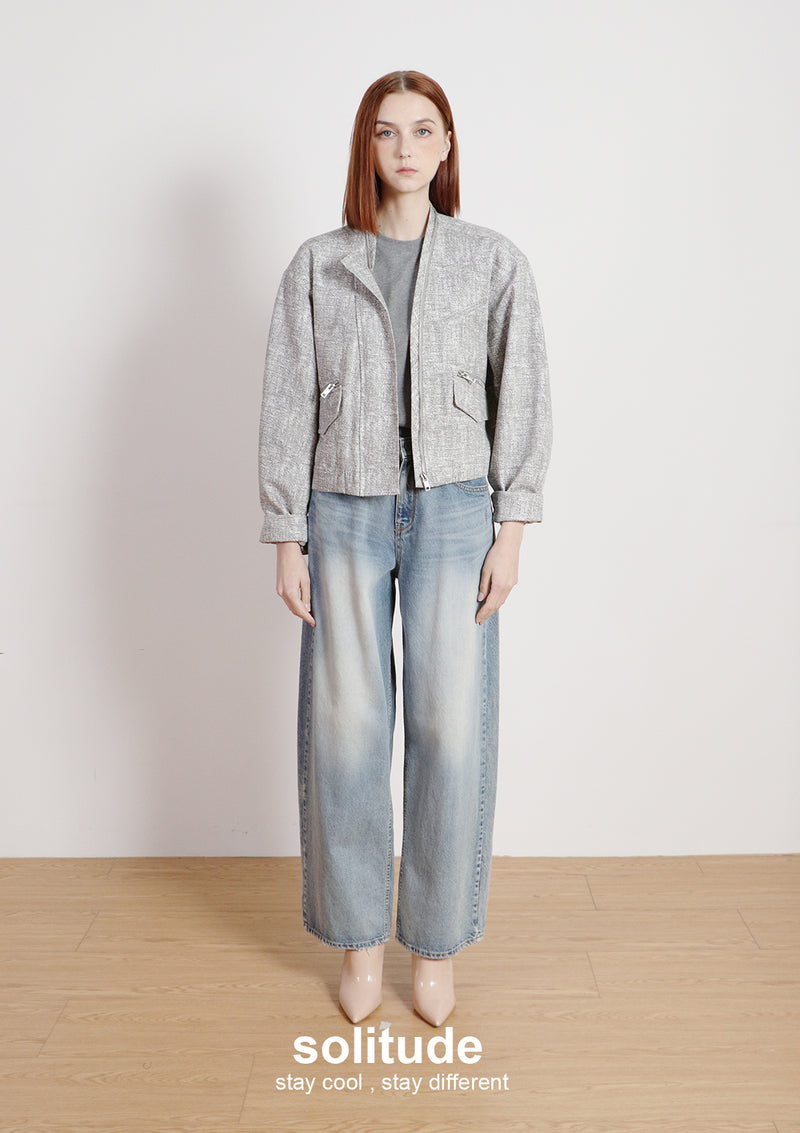 Printed Pattern Zip Up Jacket