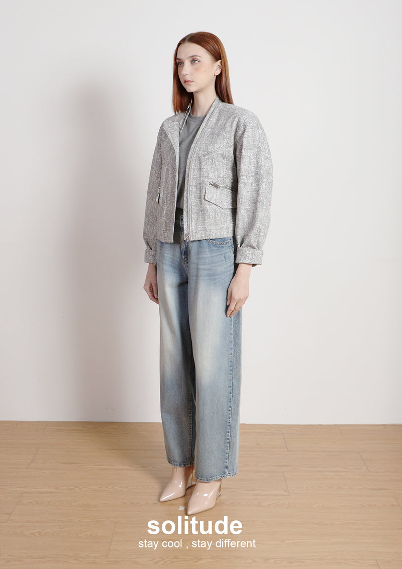 Printed Pattern Zip Up Jacket