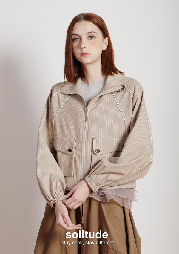 Striped Zip Up Sporty Jacket