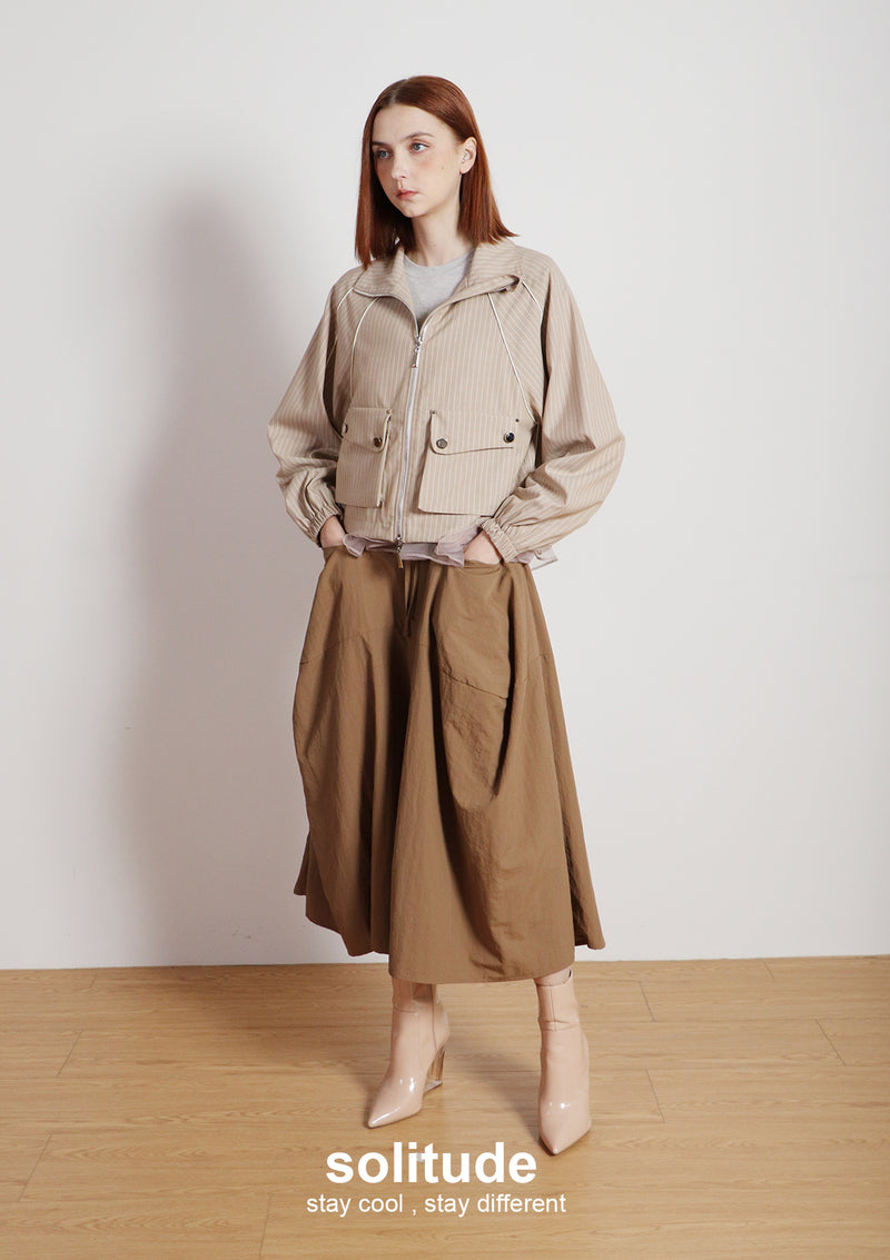 Striped Zip Up Sporty Jacket