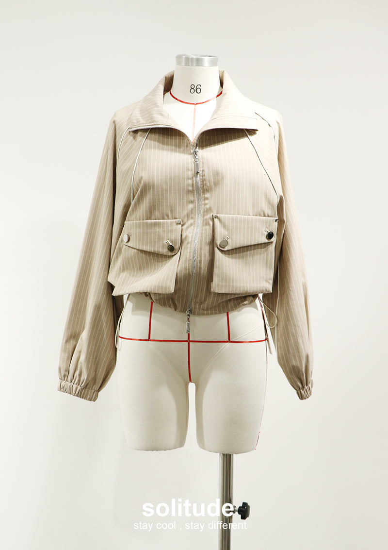 Striped Zip Up Sporty Jacket