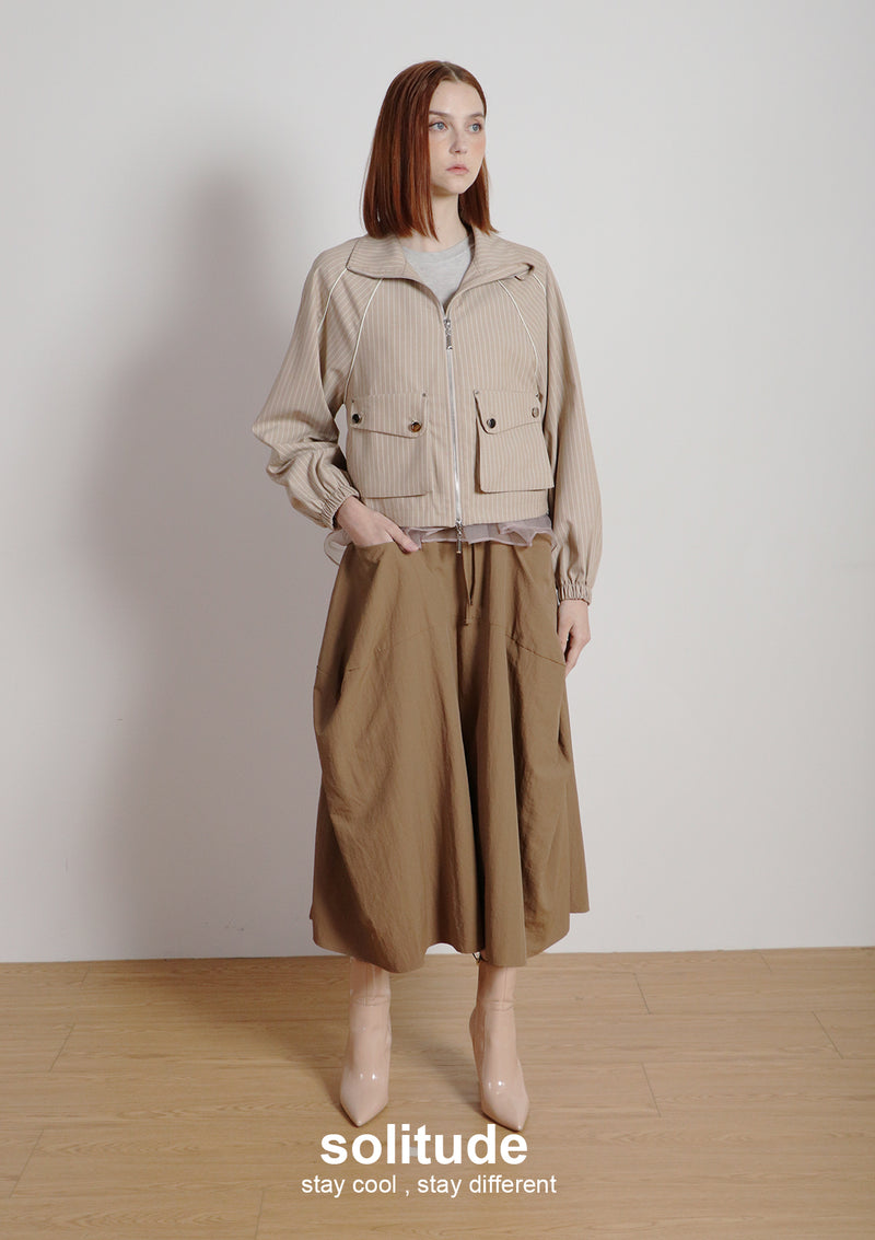 Striped Zip Up Sporty Jacket