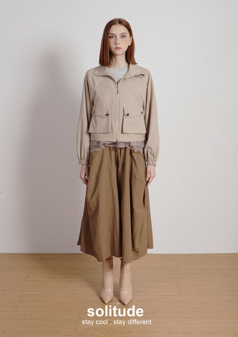 Striped Zip Up Sporty Jacket