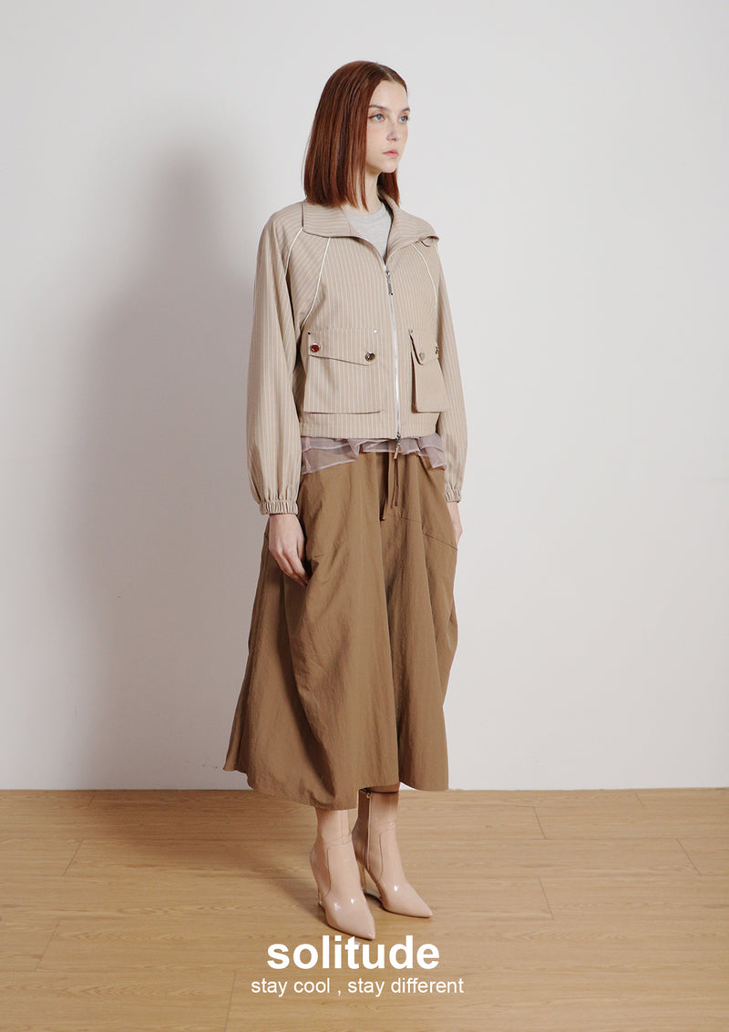 Striped Zip Up Sporty Jacket