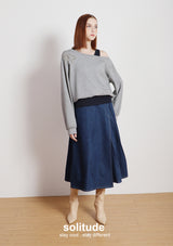 Grey Double Layers Beaded Top